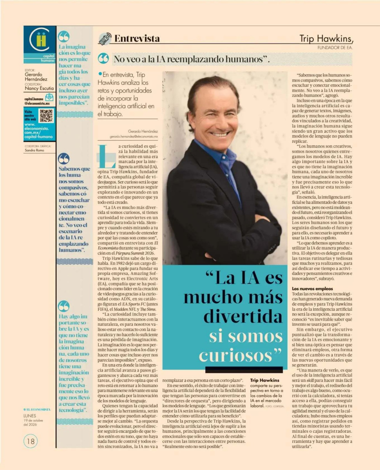 “La IA es mucho más divertida si somos curiosos”: Trip Hawkins